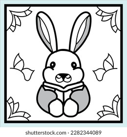 A cute rabbit is sitting Styles Drawing for color books 