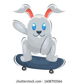 CUTE RABBIT WITH SKATEBOARD MASCOT CARTOON VECTOR