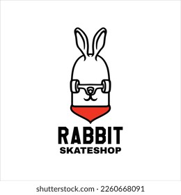 cute rabbit skateboard skateshop logo