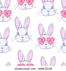 Cute Rabbit Sketch Vector Illustration Seamless Stock Vector (Royalty ...