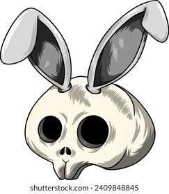 Cute rabbit skull coloring drawing vector