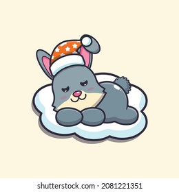 Cute rabbit sleep. Cute cartoon animal illustration.