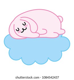 cute rabbit sleeping in the cloud