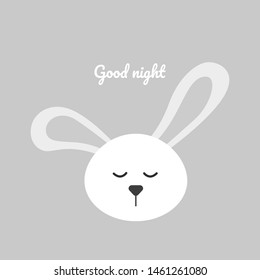 cute rabbit sleeping with good night text. kawaii rabbit sleeping with good night text. lettering quote, Sweet dreams. Isolated objects. flat design. Concept for children print. illustration vector.