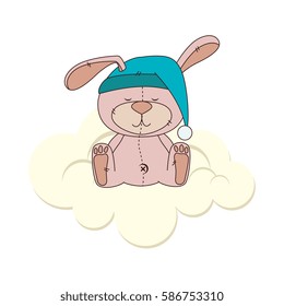 cute rabbit sleeping icon