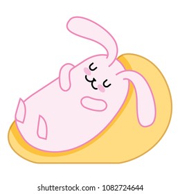 cute rabbit sleeping kawaii character