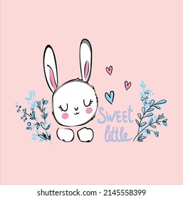 Cute Rabbit Slogan Tshirt Print Design