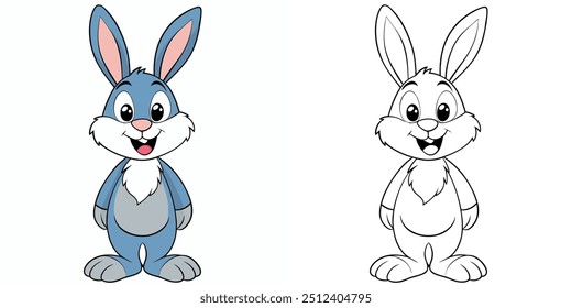 Smiley de coelho bonito sorrir Desenho Animado Página para crianças