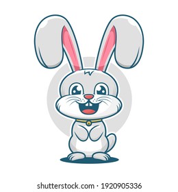 Cute rabbit smiles adorable cartoon template flat design