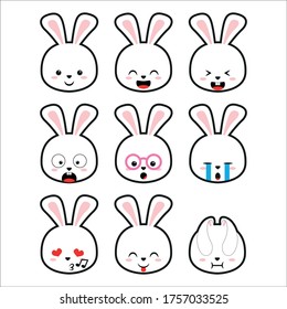 cute rabbit smiley expression sticker