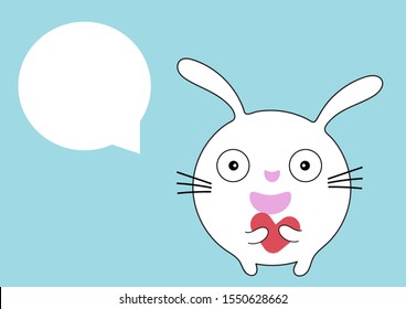 cute rabbit with speech bubble  cartoon vector eps.10