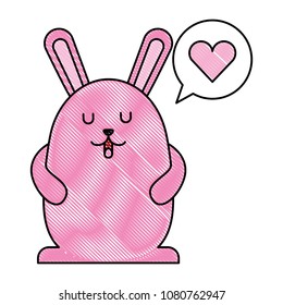 cute rabbit with speech bubble and heart kawaii character