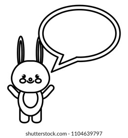 cute rabbit with speech bubble kawaii character