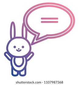 cute rabbit with speech bubble kawaii character