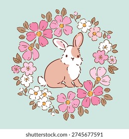 Cute rabbit and spring