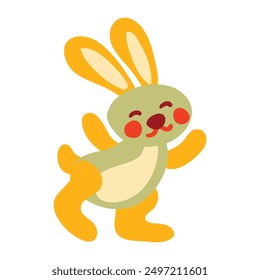 Cute rabbit spring standing illustration.