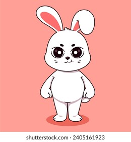 Cute Rabbit Standing Cartoon Vector Illustration. Isolated Premium Vector