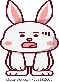 Cute Rabbit Standing with Mouth Open Illustration