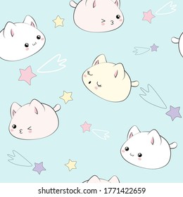 Cute rabbit with star seamless pattern for wallpaper, web page background, textile design, graphic design.