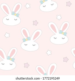 Cute rabbit with star seamless pattern for wallpaper, web page background, textile design, graphic design.