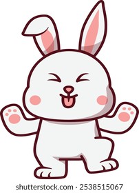 Cute Rabbit Is Sticking Out its Tongue Illustration