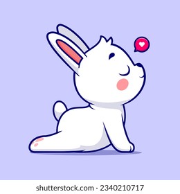 Cute Rabbit Stretching Cartoon Vector Icon Illustration. Animal Sport Icon Concept Isolated Premium Vector. Flat Cartoon Style