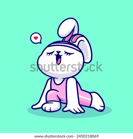 Cute Rabbit Stretching Cartoon Vector Icon Illustration. Animal Sport Icon Concept Isolated Premium Vector. Flat Cartoon Style
