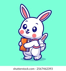 Cute Rabbit Student Go To School Cartoon Vector Icon 
Illustration. Animal Education Icon Concept Isolated Premium 
Vector. Flat Cartoon Style 