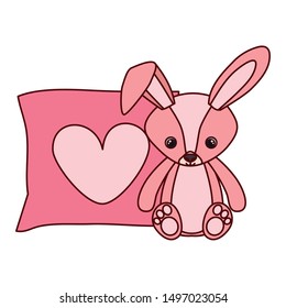 cute rabbit of stuffed with heart love pillows