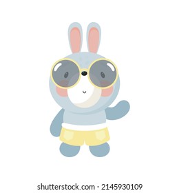 Cute Rabbit in Sunglasses. Vector illustration in cartoon style.