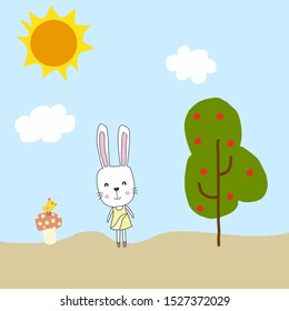 Cute rabbit in the sunshine day