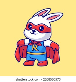 Cute Rabbit Super Hero Cartoon Vektorsymbol Illustration. Animal Holiday Icon Konzept isolierter Premium Vektor. Flachbildkartonstil