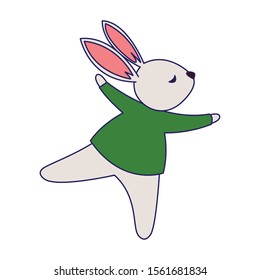 cute rabbit with sweater icon over white background, vector illustration