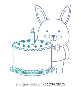 cute rabbit with sweet cake character icon