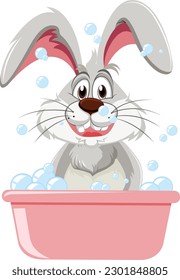Cute rabbit taking a bath illustration
