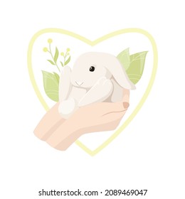 Conejo lindo. Cuidando a los animales. Diseño de caricaturas.