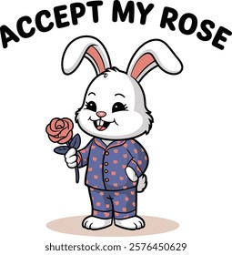 A cute rabbit telling accept my rose