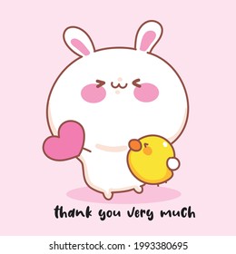 Cute Rabbit Thank You Art Greeting Stock Vector (Royalty Free ...