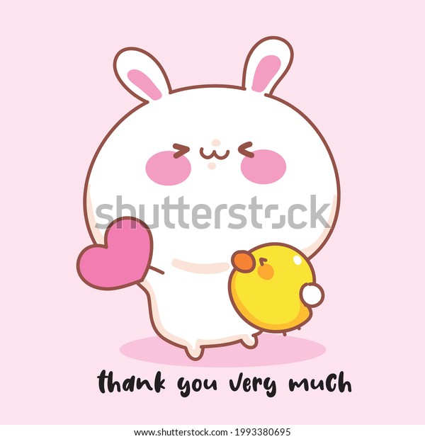 Cute Rabbit Thank You Art Greeting Stock Vector (Royalty Free ...