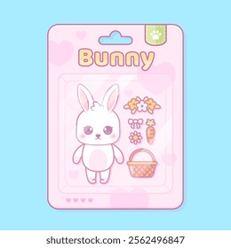 cute rabbit toy in blister packaging design