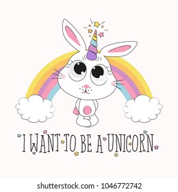 cute rabbit unicorn illustration