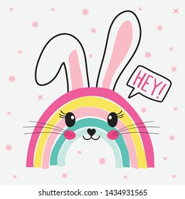 cute rabbit unicorn illustration.T-shirt graphic design.vector