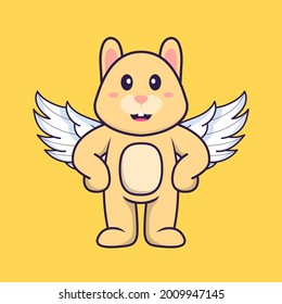 Cute rabbit using wings. Animal cartoon concept isolated. Can used for t-shirt, greeting card, invitation card or mascot.