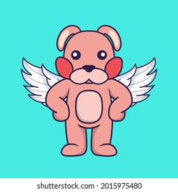 Cute rabbit using wings. Vector illustration