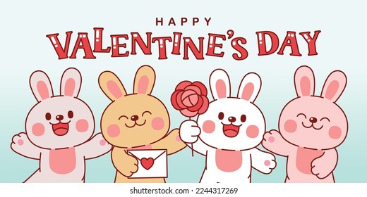 Cute Rabbit, Valentine's Day Decoration, Vector, Illustration