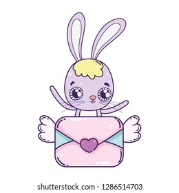 cute rabbit valentines day with envelope