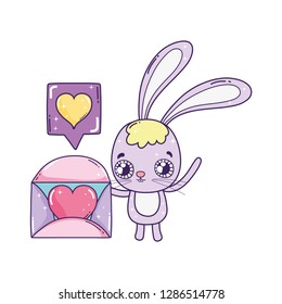 cute rabbit valentines day with envelope