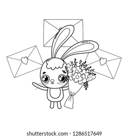 cute rabbit valentines day with envelope