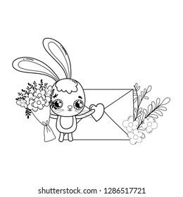 cute rabbit valentines day with envelope