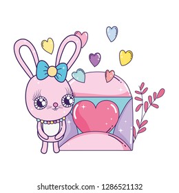 cute rabbit valentines day with envelope